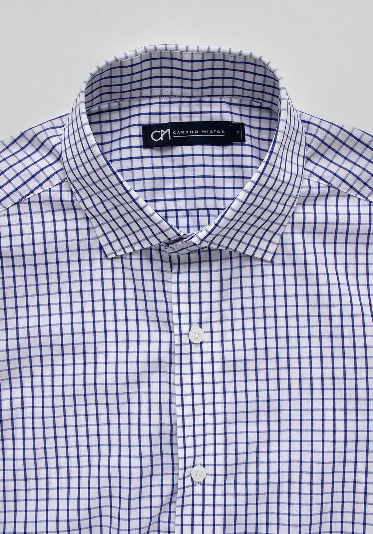 Camisa Popelín Cuadro Ventana Algodón Azul Tinta
